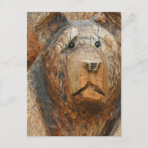 Tarjeta postal del oso grizzly tallado en madera c