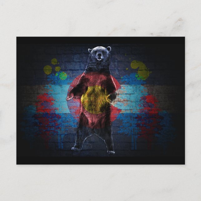 Tarjeta postal del oso grunge de la bandera de Col (Anverso)