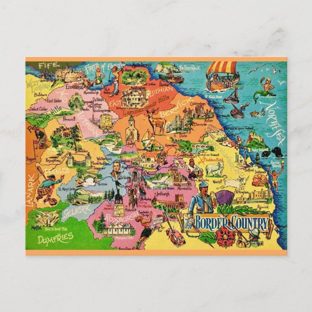 Tarjeta postal del país fronterizo de Escocia (Anverso)
