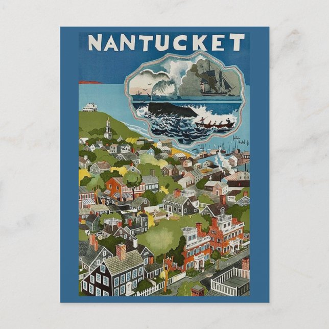 Tarjeta postal del paisaje de la isla Nantucket (Anverso)