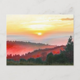 Tarjeta postal del paisaje de la puesta de sol de