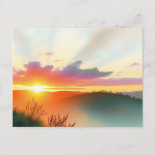 Tarjeta postal del paisaje de la puesta de sol de