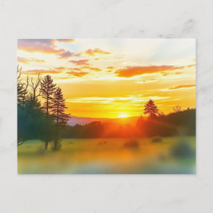 Tarjeta postal del paisaje de la puesta de sol de