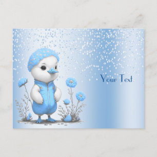 Tarjeta postal del pato azul