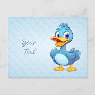 Tarjeta postal del pato azul