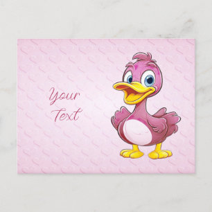 Tarjeta postal del pato rosa