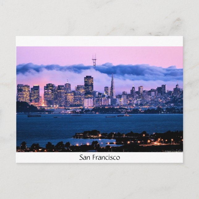 Tarjeta postal del perfil aéreo de San Francisco (Anverso)
