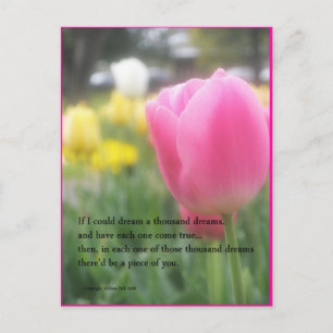 Tarjeta postal del poema Tulipán Rosa Mil Sueños