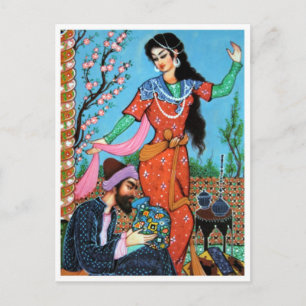 Tarjeta postal del poeta y ninfa bailando