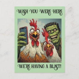 Tarjeta postal del pollo cursi «Monster Mash-Up»