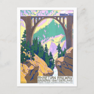 Tarjeta postal del Poster de trenes de Suiza Vinta