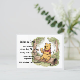 Tarjeta postal del primer cumpleaños de Winnie the