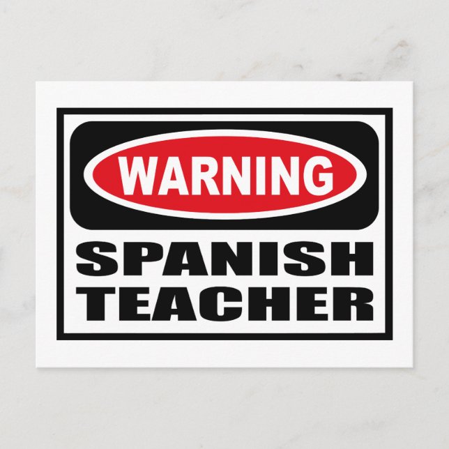 Tarjeta postal del PROFESOR ESPAÑOL de advertencia (Anverso)
