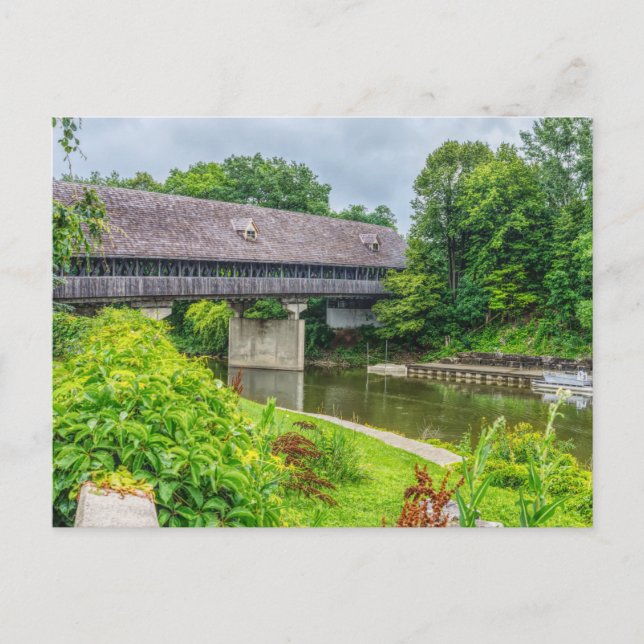 Tarjeta postal del puente cubierto de Frankenmuth (Anverso)