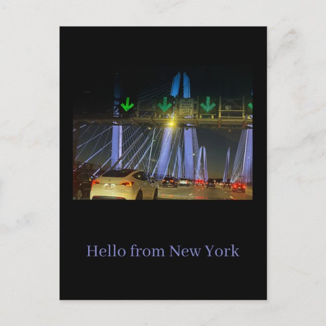 Tarjeta postal del puente iluminado de Nueva York (Anverso)