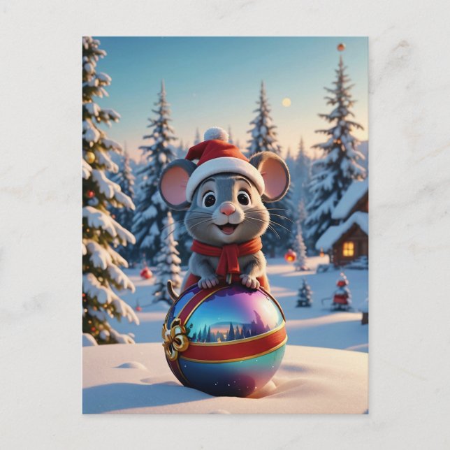 Tarjeta postal del ratón para navidades (Anverso)