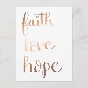Tarjeta postal del Relieve metalizado dorado Faith