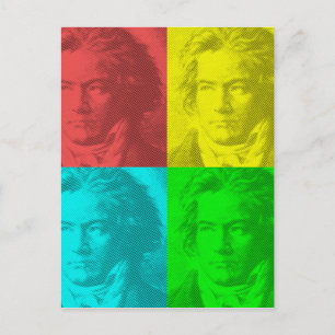 Tarjeta postal del retrato de Beethoven en cuadrad