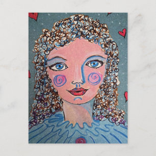 Tarjeta postal del retrato de la niña caprichosa