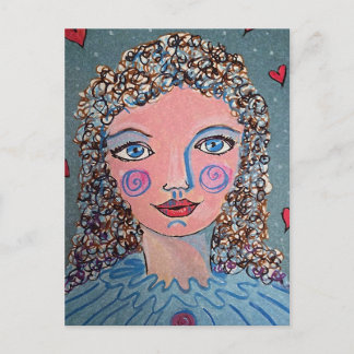 Tarjeta postal del retrato de la niña caprichosa