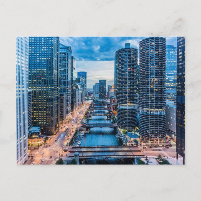 Tarjeta postal del río Chicago (Anverso)