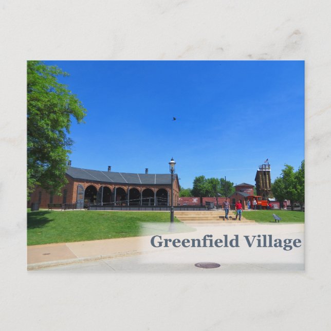 Tarjeta postal del Roundhouse de Greenfield Villag (Anverso)