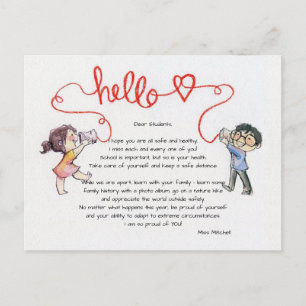 Tarjeta postal del saludo de los niños