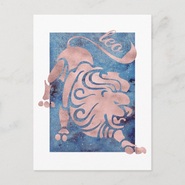 Tarjeta postal del signo zodiacal Leo (Anverso)