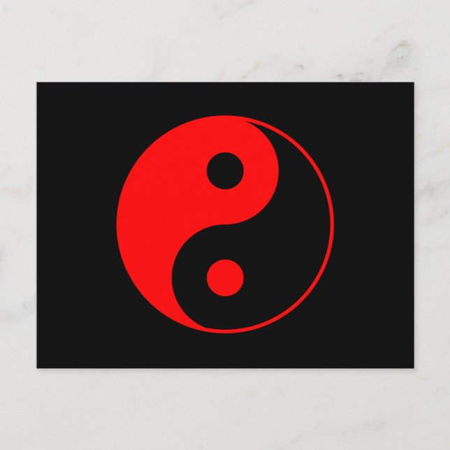 Tarjeta postal del símbolo Yin Yang rojo