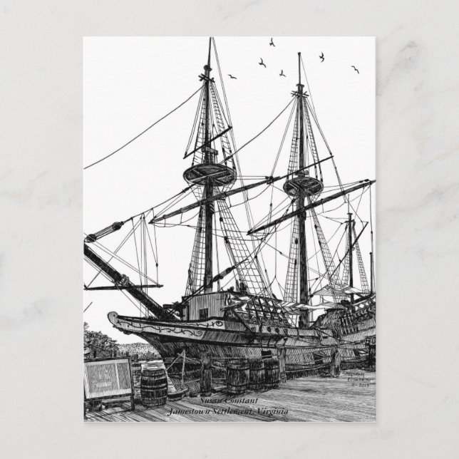 Tarjeta postal del Tall Ship Susan Constant (Anverso)