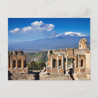 Tarjeta postal del Teatro Griego de Taormina en Si