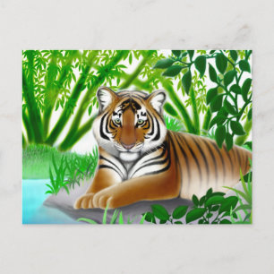 Tarjeta postal del tigre de Sumatra en peligro de
