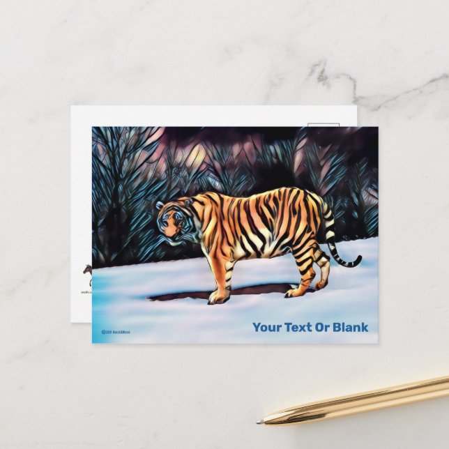Tarjeta postal del Tigre Siberiano (Anverso/Reverso In Situ)