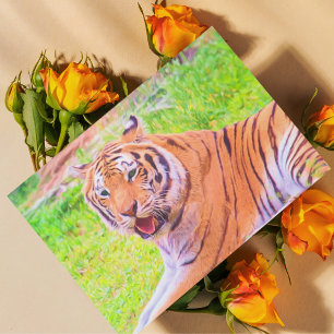 Tarjeta postal del tigre siberiano digital pintado