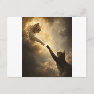 Tarjeta postal del toque sagrado cercano entre gat