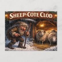 Tarjeta postal del Yule Lad islandés Sheep Cote Cl
