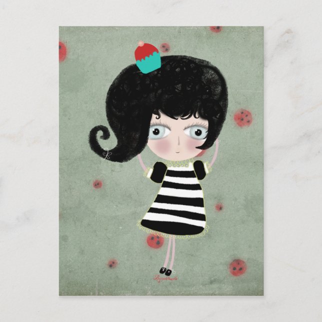 Tarjeta postal deliciosa magdalena muñeca espeluzn (Anverso)