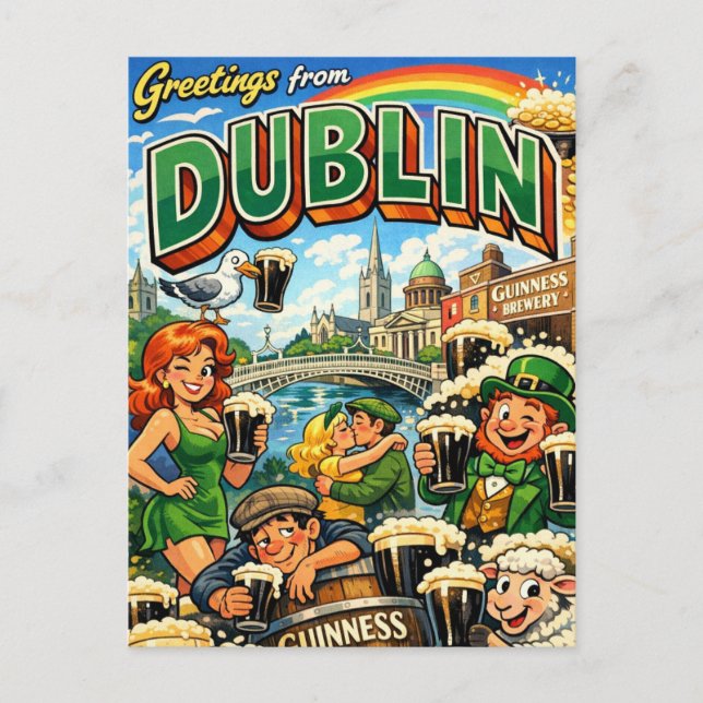 Tarjeta postal descarada clásica de Dublín (Anverso)
