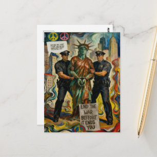 Tarjeta postal detenida de la Estatua de la Libert