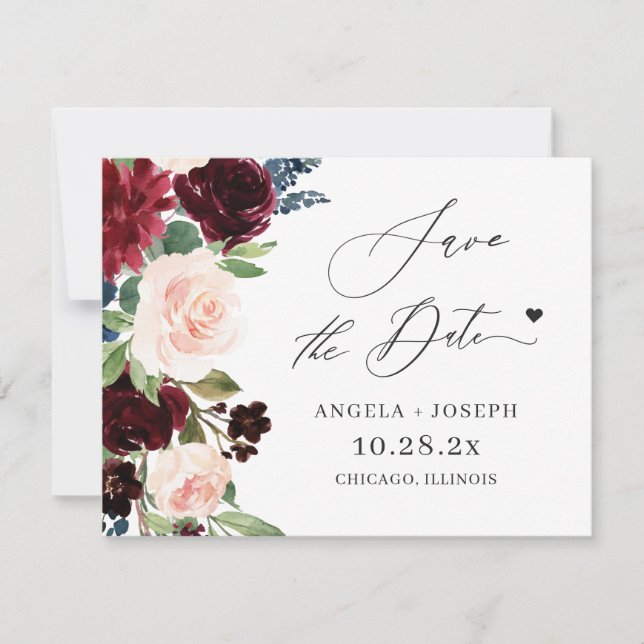 (Tarjeta postal digital) Boda floral de Rubor en B (Anverso)