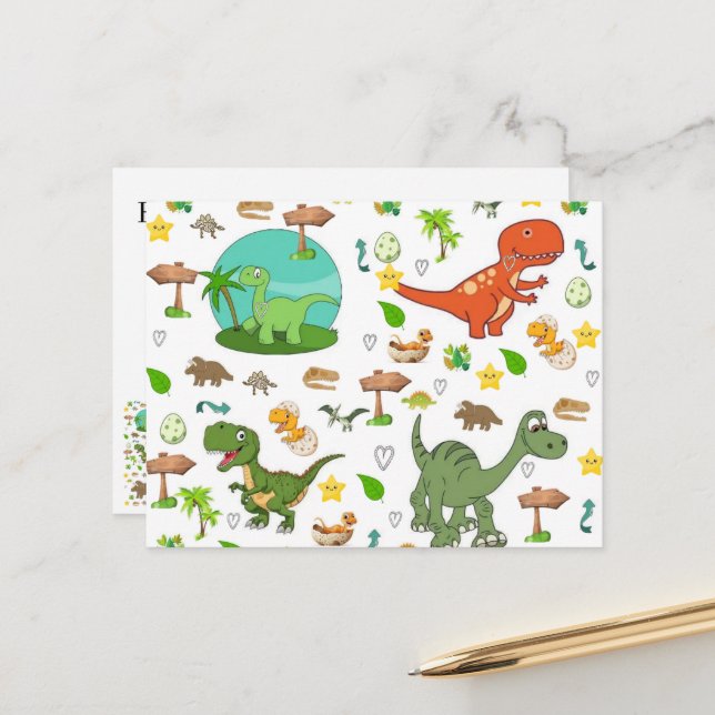 Tarjeta Postal Dinosaurio Bonito (Anverso/Reverso In Situ)