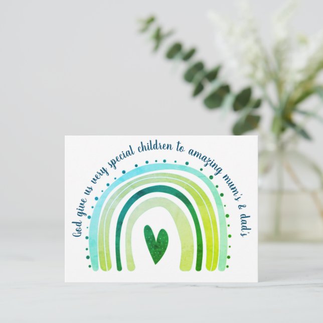 Tarjeta postal - Dios da....en verde (Anverso de pie)