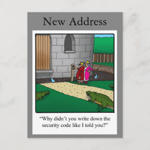 Tarjeta postal divertida de anuncio de nueva casa