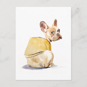 Tarjeta postal divertida de Bulldog Francés, Ilust