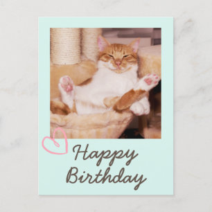 Tarjeta postal divertida de gato vintage y feliz c