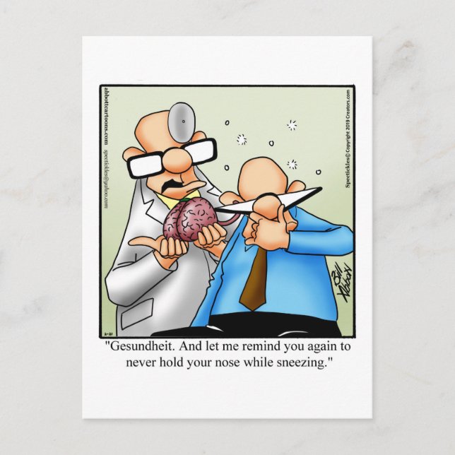 Tarjeta postal divertida de humor para desear una  (Anverso)