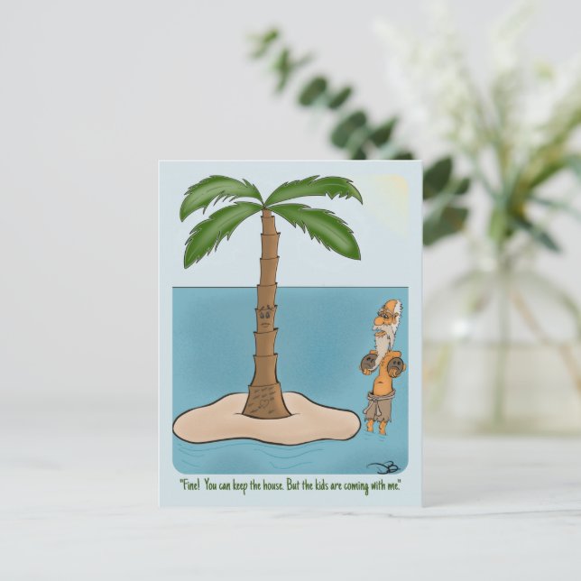 Tarjeta postal divertida de la isla (Anverso de pie)