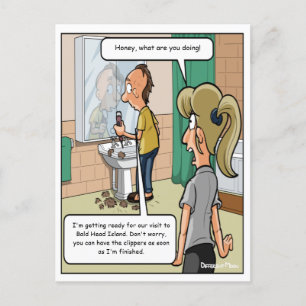 Tarjeta postal divertida de la isla Bald Head