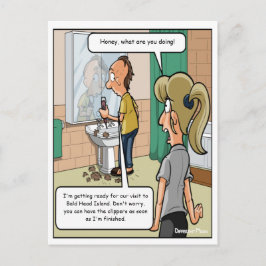 Tarjeta postal divertida de la isla Cabeza Calva