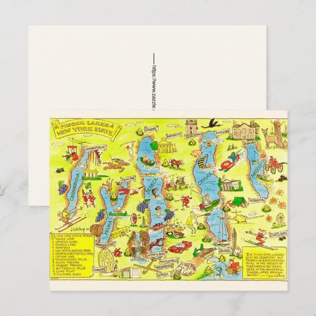 Tarjeta postal divertida de los Finger Lakes de Nu (Anverso / Reverso)